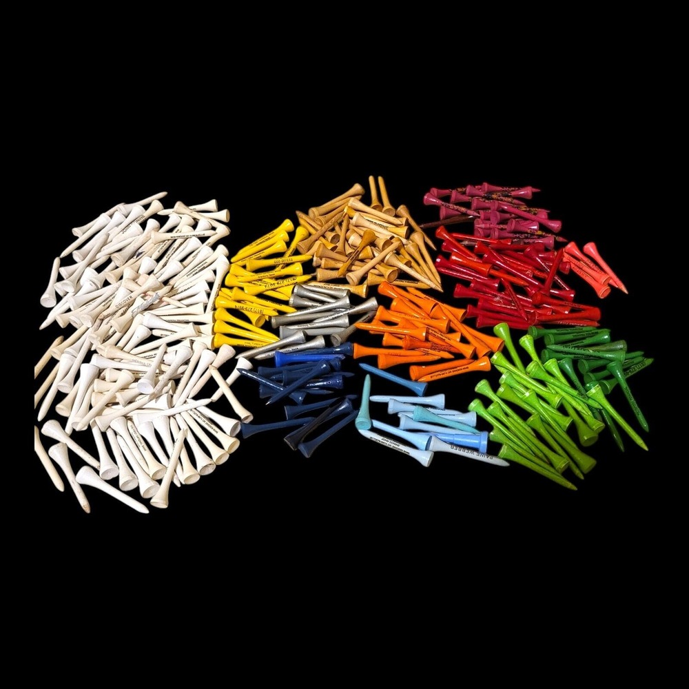 Mixed Lot of 303 Vintage Wood Golf Tees In Assorted Colors